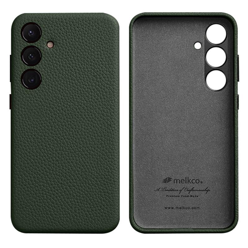Чехлы для мобильных телефонов MELKCO для Samsung Galaxy S24, устойчивые к царапинам, из натуральной коровьей кожи + чехол из поликарбоната