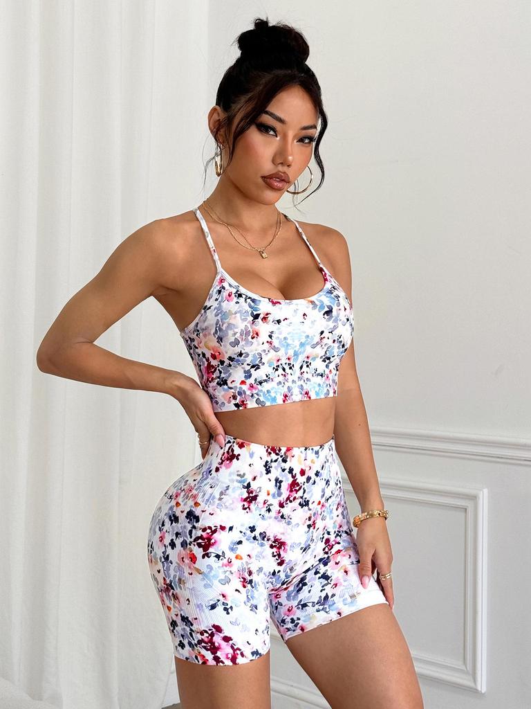 Women's Seamless Yoga Suit: Camisole & Hip-Lifting Shorts Set for Running & Sports