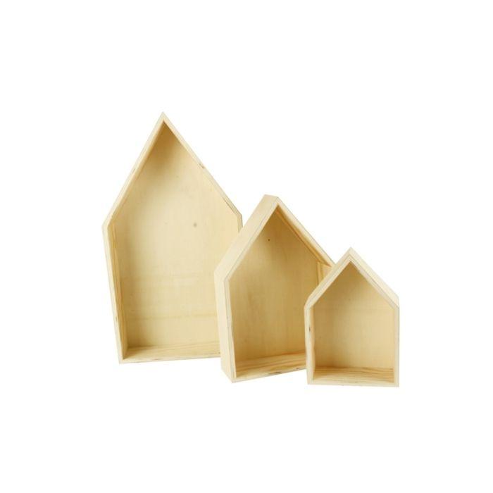 Maisons en bois 19, 15 et 11 cm x 3 pièces