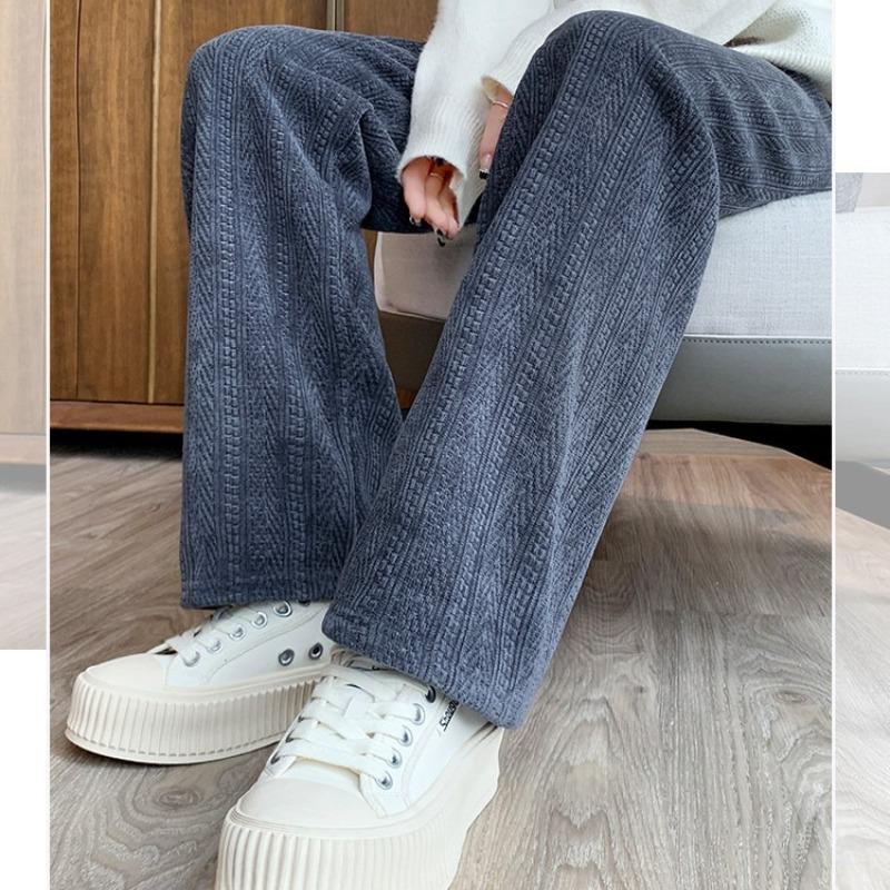 High-waisted Draped Wide-leg Trendy Velvet Pants Autumn Winter Slimming Versatile Casual Trousers for Women