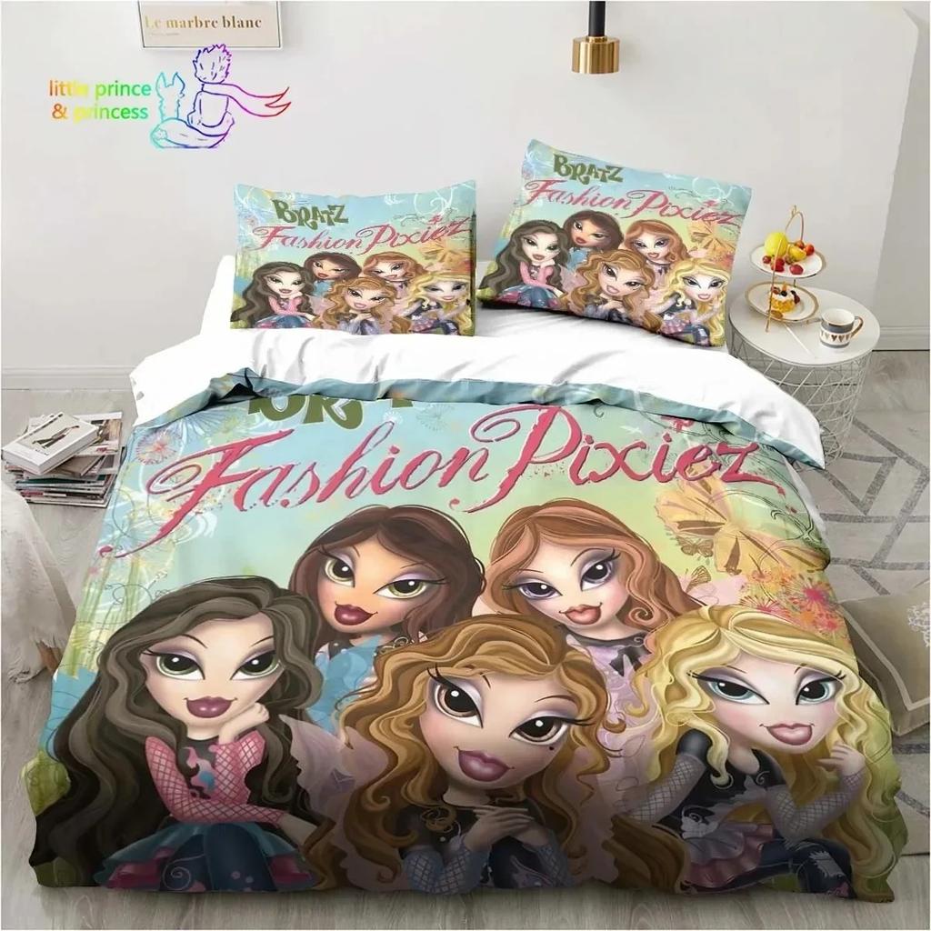 Мультяшная кукла Братц 3D принт Постельное белье Односпальный Полуторный Двуспальный Кингсайз Комплект постельного белья Взрослый Ребенок Девочки Спальня Постельное белье Подарок