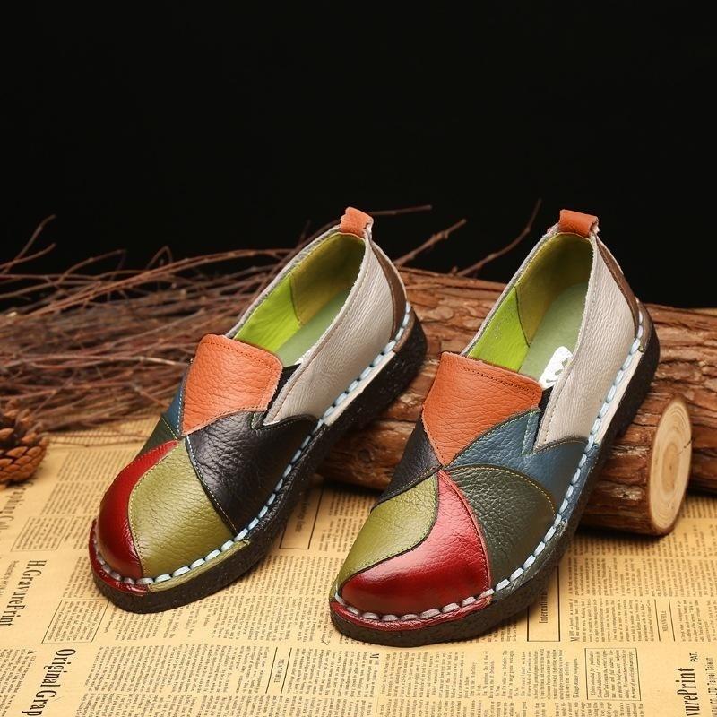 Осенние повседневные повседневные мокасины, женские туфли на плоской подошве из натуральной кожи