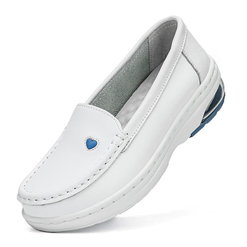 Женская массажная стелька из натуральной кожи, полые дышащие противоскользящие качели, рабочая обувь для медсестры на платформе