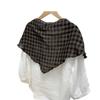Japanese Retro Double-sided Brown Checkered Cotton Scarf Versatile Autumn and Winter Shawl Women's Triangle Scarves