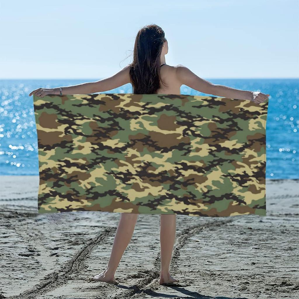 Army Print Camouflage Thick Beach Towel Microfiber Lightweight, Quick Dry,Oversized Large Beach Towels for Adults,Sand Free,Pool