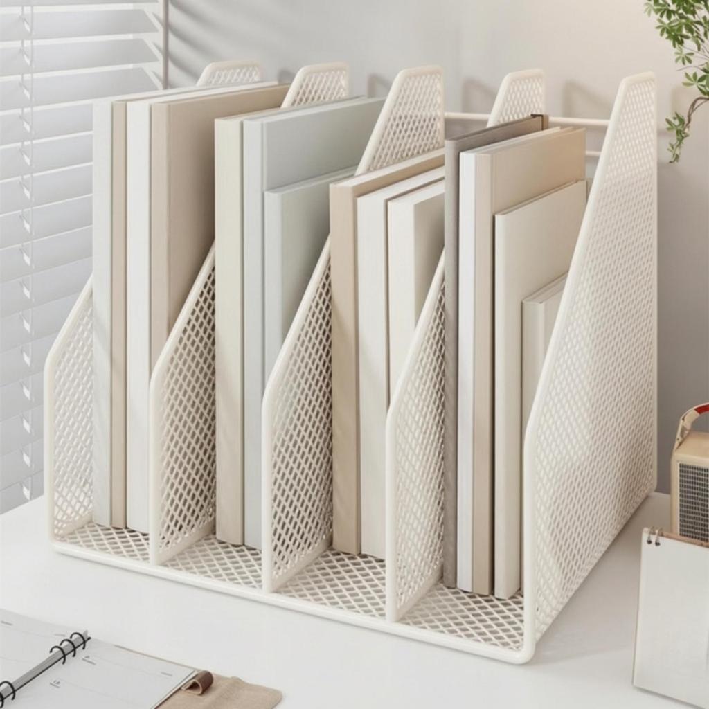 File Organizer Rack 4-Compartment Desktop Document Open-Top for Office