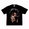 Графическая футболка Scarlxrd с маской 100% хлопок Агрессивный стиль рэпа Унисекс Свободная с круглым вырезом Уличная одежда Летние футболки