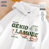 GENIOLAMODE Men's Loose-Fit E-Biscuit Print Hooded Sweatshirt