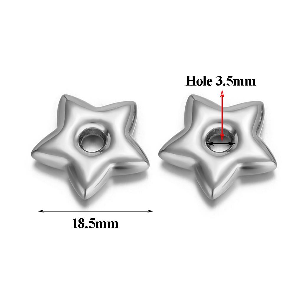 5pcs Gold Color Stainless Steel Big Hole Star Charms for DIY Jewelry Findings Necklace Bracelets Supplies Hoop Earrings Making