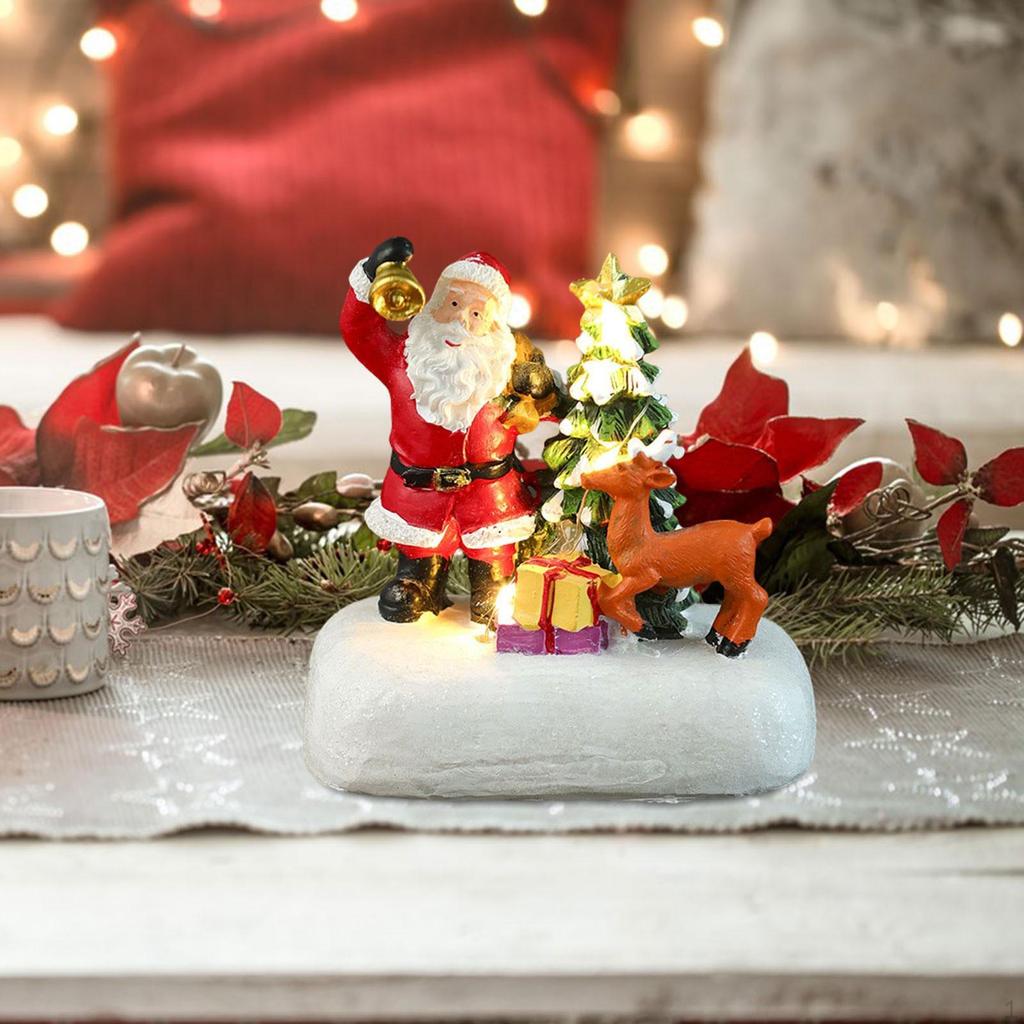 Рождественская фигурка, настольное украшение, светящаяся скульптура, украшение Санта-Клауса, статуэтка для вечеринки из твердой смолы