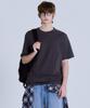 Базовая футболка House Uni Свободный крой Круглый вырез Короткий рукав Темно-серый Lats0105