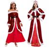 Mrs. Claus Costume for Women Adult Christmas Santa Dress with White Faux Fur Trim Velvet Xmas Cosplay Outfit