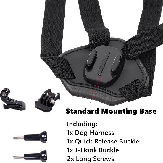 Крепление-шлейка для собаки на Gopro, Мягкая и регулируемая жилетка-шлейка для собаки с 2 монтажными базами, Фиксация на груди и спине питомца для Gopro Hero Все модели, Подходит