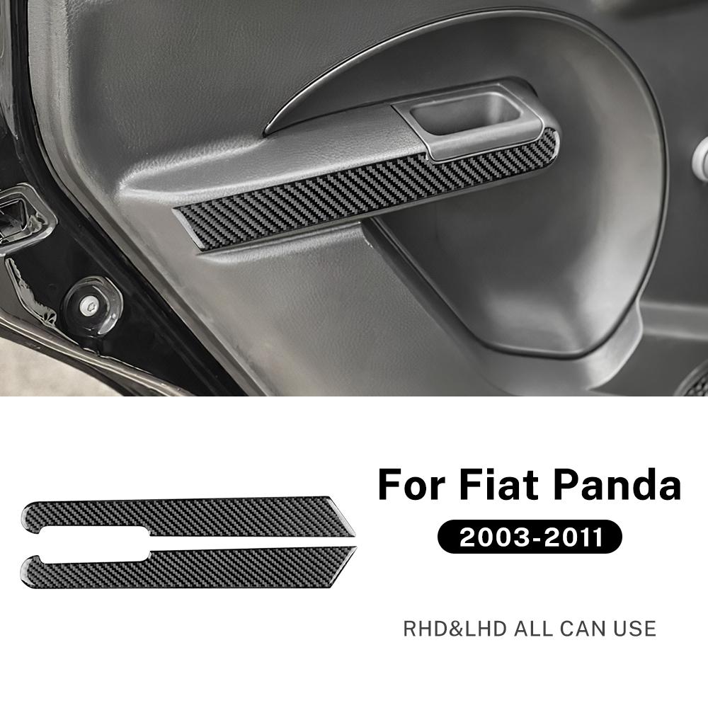 Carbon Fiber Interior Door Handle Pull Protective Cover For Fiat Panda 2003-2011 Car Stickers Frame Trim Decoration Accessories