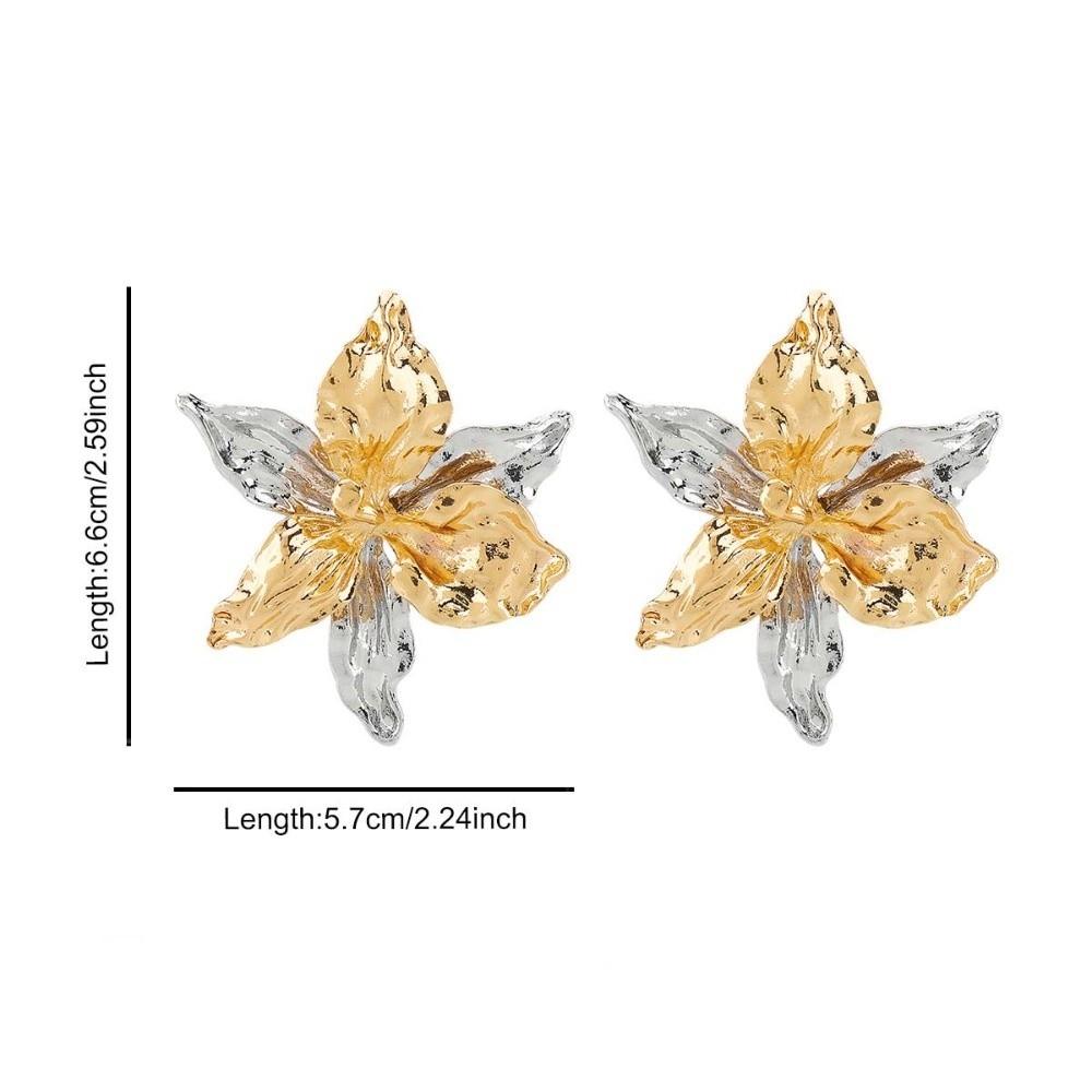 1 pair Luxury Enamel Iris Earrings Zinc Zinc Alloy Metal Flower Ear Studs Golden and Silver Earrings Banquet