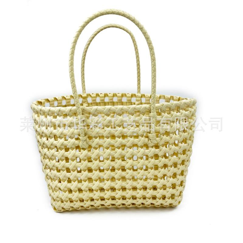 Sales C Woven Bag Hand Carry Vegetable Basket Colorful Waterproof Beach Bag Hand Woven Hollow Women's Handbag