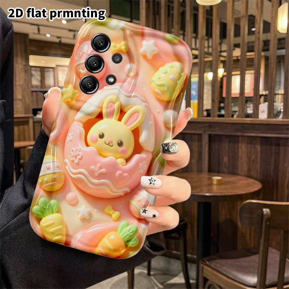 Phone case: 2D flat, suitable for Samsung Galaxy A34 A35 M05 M06 S20 S22 S21 FE Plus 5G protective case, Easter bunny, perfect holiday gift for Christ