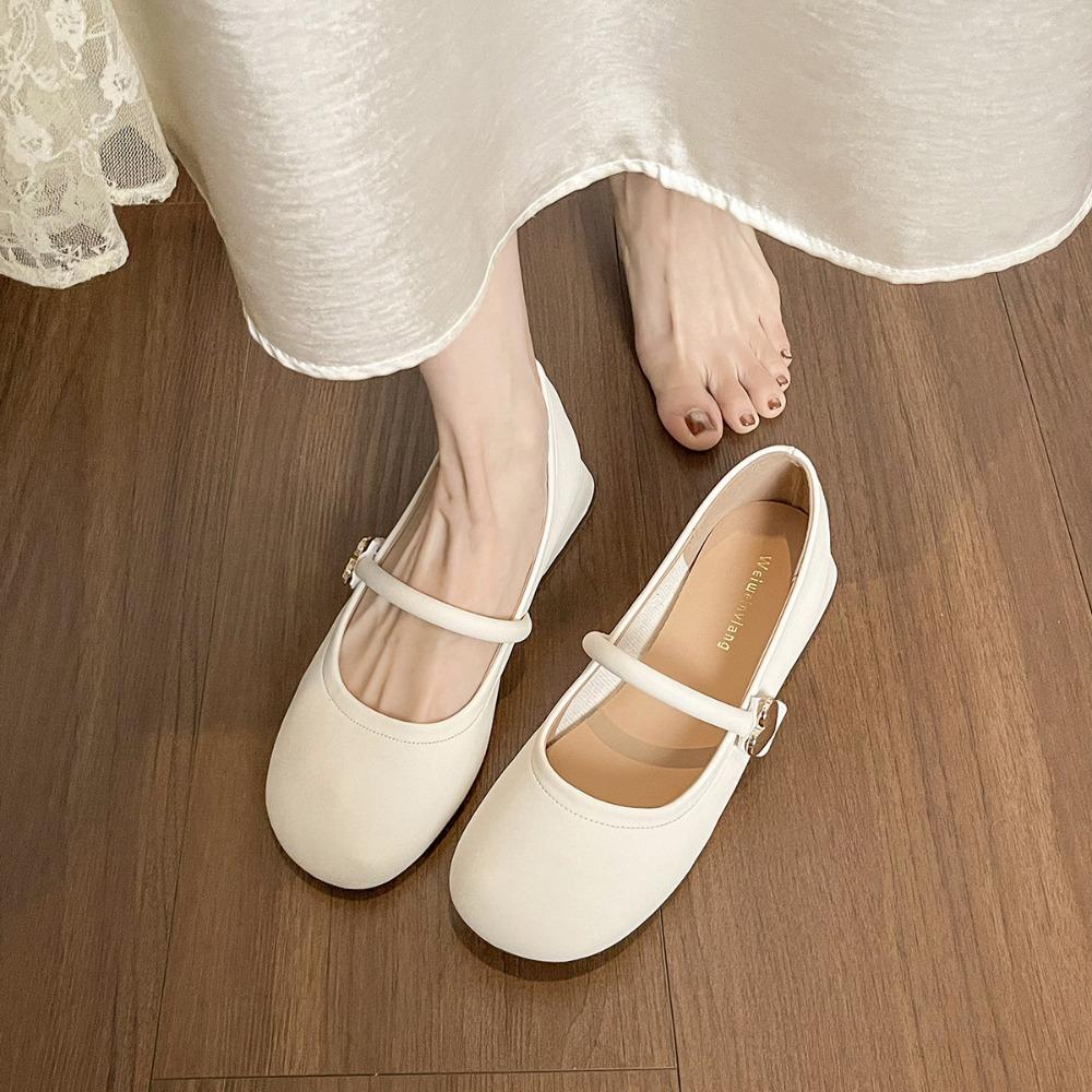 Туфли Мэри Джейн, неглубокие туфли-лодочки, женские туфли на толстом каблуке, с мягкой подошвой, с характером, для ношения с юбкой, французские женские туфли