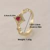 Bohemia 18K Gold Plated Open Brass Ring for Women Retro Sexy Red Cubic Zirconia Light Luxury Rhombus Dense Inlay Transparent CZ Daily Wear Jewelry