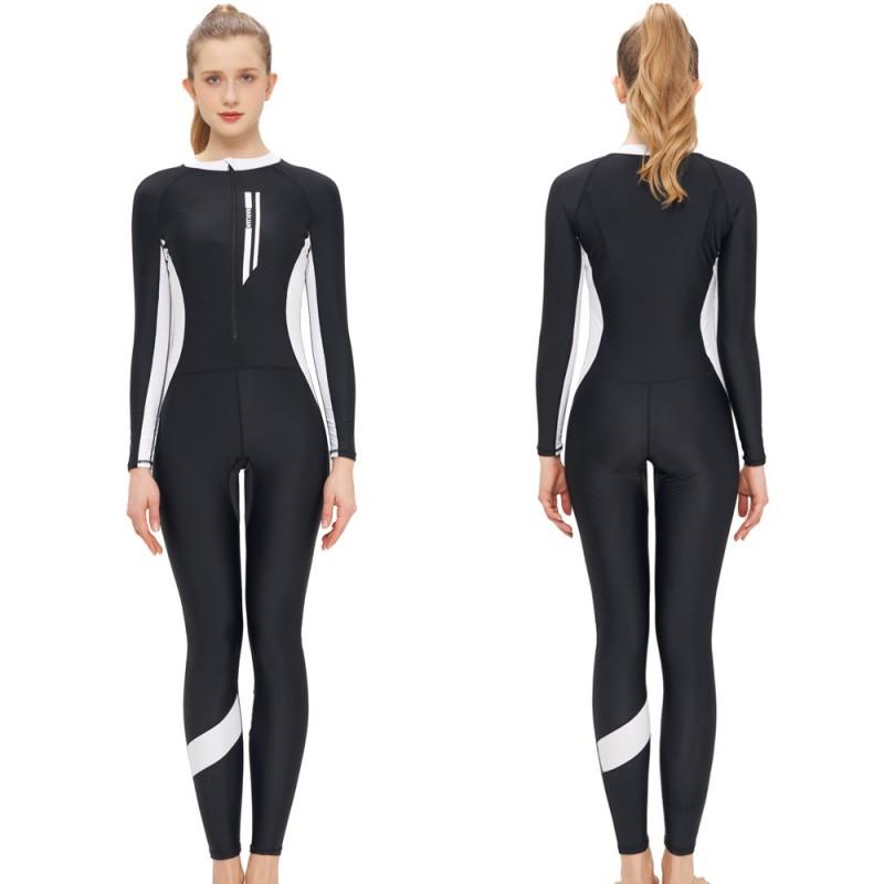 Womens Long Sleeve Full Coverage Rash Guard Swimsuit Surfing Snorkeling UV Protection Dive Suit