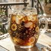 Unique Painted Glass Mug Morning Tea Cup, Hummingbird Flower Pattern Tumbler with Gold Rim, Nature Elegant Edge Cup Themed Glassware for Coffee Juice