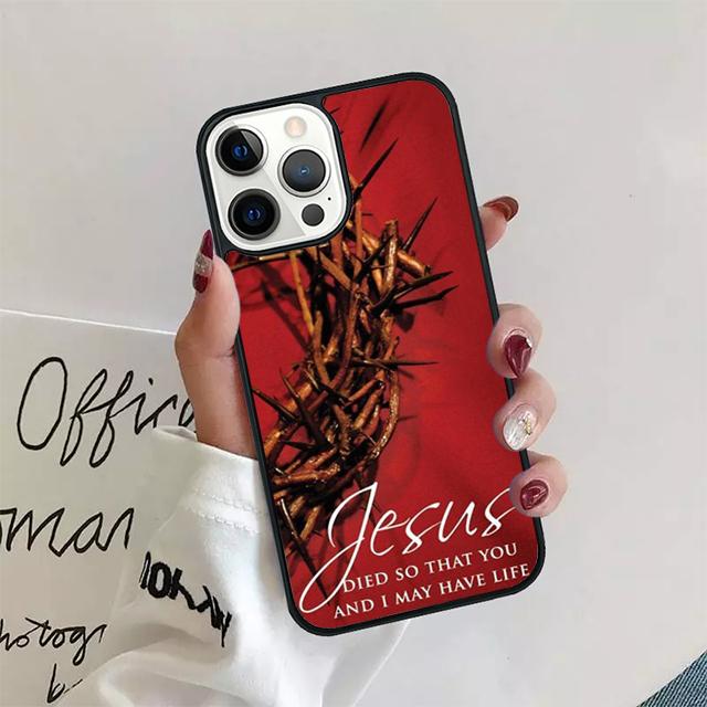 Христианский Иисус Крест Черный Пластиковый Чехол для Телефона Для iPhone 17 Air 16 15 14 13 12 Pro Max 11 Pro Max Plus