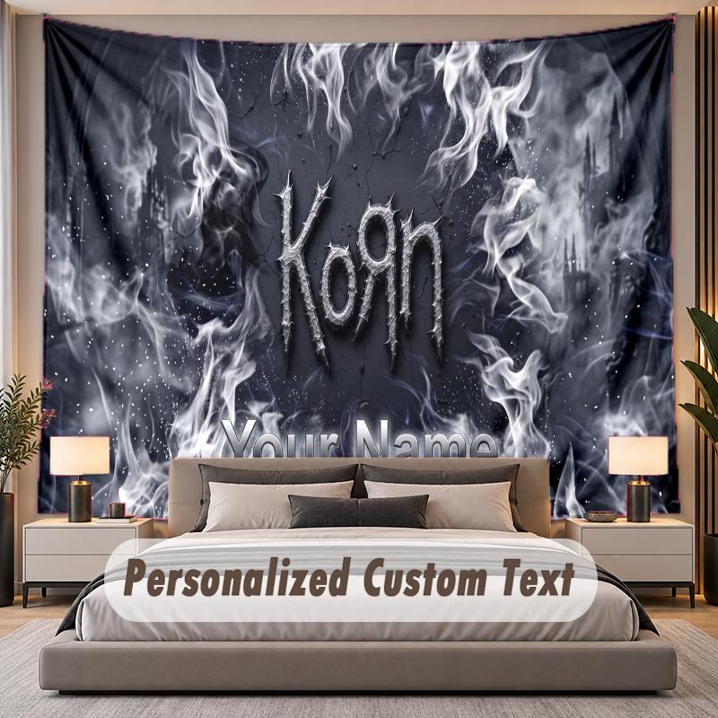 Custom Name Text Tapestry Korn Personalized Polyester Wall Tapestry For Bedroom And Room