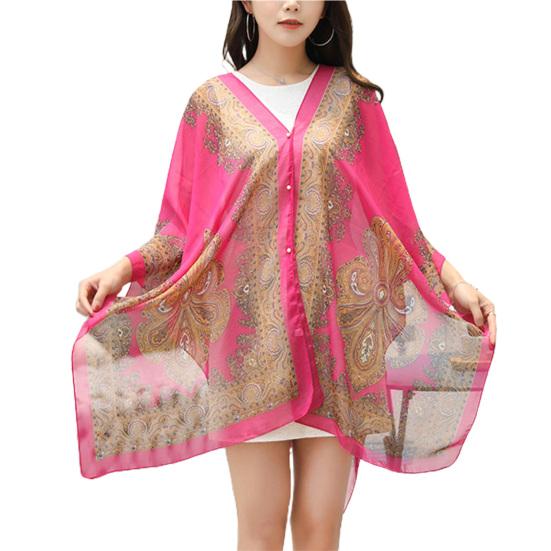Women Shawl Cashew Print Beads Ladies Loose-fitting Sexy Cover Up for Vacation