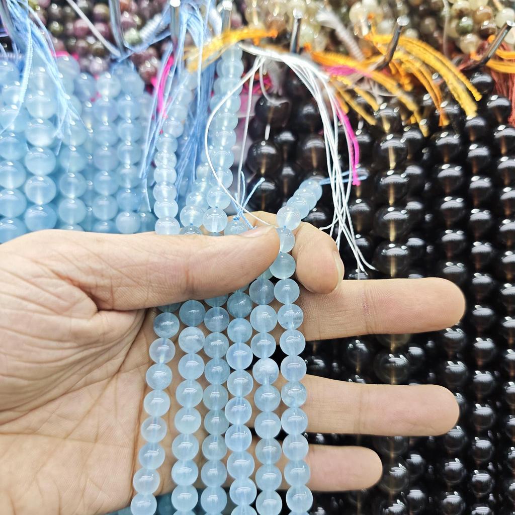 Серия «Синий» Бусины из натурального камня Аквамарин и Голубой кружевной агат для изготовления украшений своими руками
