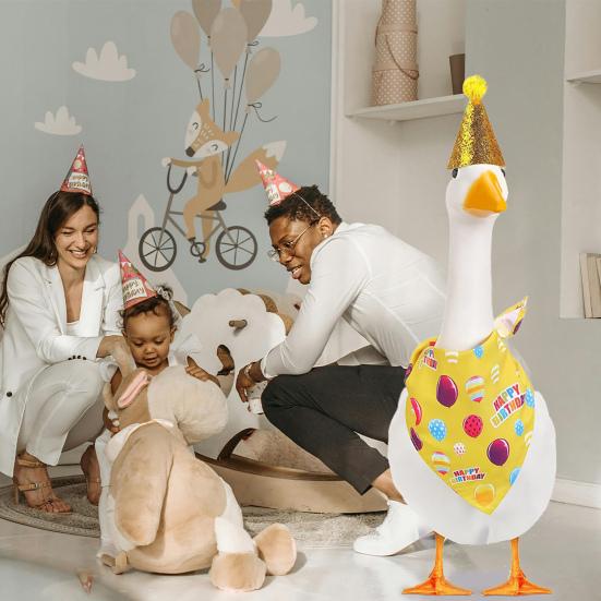 Костюм гуся на день рождения, блестящая шляпа и бандана на день рождения, костюм для вечеринки на крыльце, наряд для гуся размером 23" 17" из цементного пластика