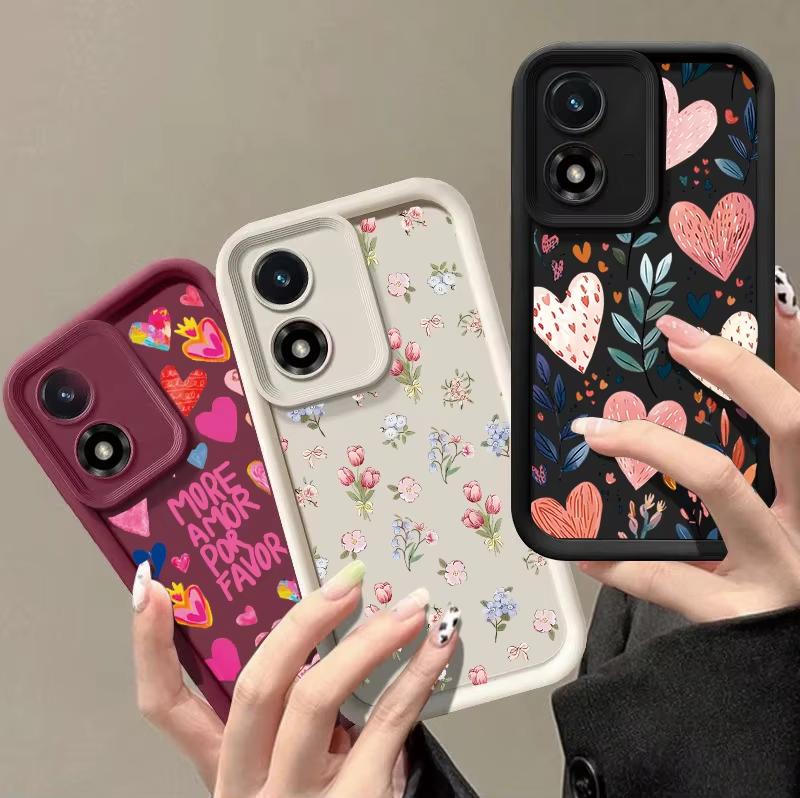Чехол 'Любовь Сердце Цветок' Для Motorola Moto Edge 70 50 Pro 60 Fusion 40 Neo G22 G24 G84 G86 G53 G14 G15 G35 G52 G60 G75 G54 Обложка
