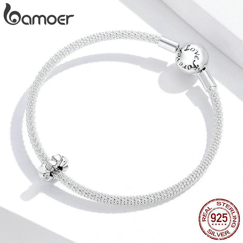 Подвеска BAMOER Heart Stopper с силиконовыми бусинами, оригинальный браслет, ювелирные изделия из стерлингового серебра 925 пробы