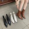 Fashion Women's Rubber Boots Winter Footwear Pointe Shoes Zipper Luxury Designer Boots-Women Rain Mid Calf 2024 Pointy Mid-Calf Leather