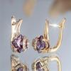 1 пара сережек-капель из золотистого цвета с квадратной огранкой и фиолетовым камнем, ювелирные изделия в подарок на День святого Валентина