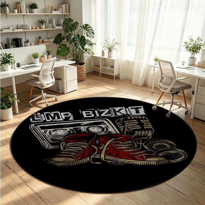 Limp Bizkit Printed Round Crystal Velvet Rug Soft Non Slip Floor Carpet For Bedroom Holiday Gift