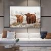 Scottish Highland Brown Cow Painting Canvas Print Poster Rustic Wall Art Farm Animals Picture for Living Room Home Decor Cuadros