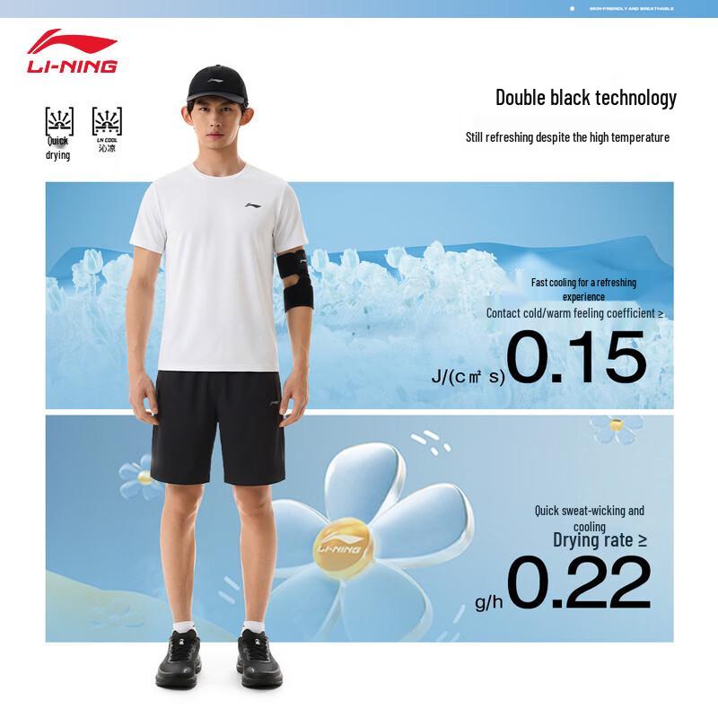 Li-Ning Мужской летний комплект: топ с коротким рукавом и шорты