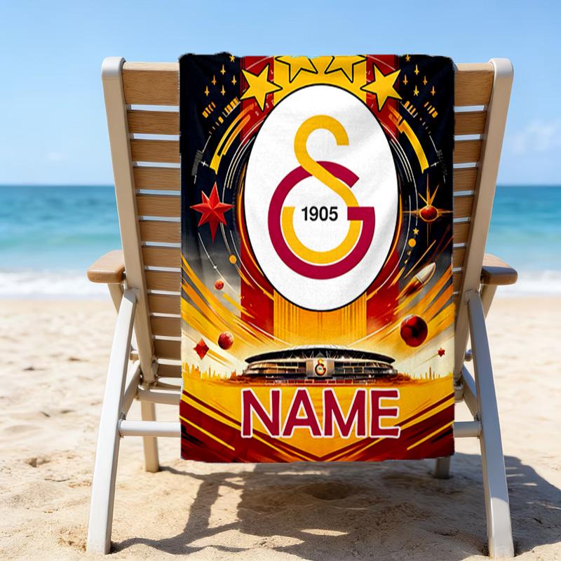 1pc Football29 Beach Towel with Custom Name, Beach/Swimming/Bath/Picnic/Camping Towel, Suitable for Seaside Beaches