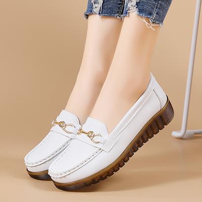 Женские мокасины, обувь для вождения, удобные балетки, лоферы для медсестры, минималистичная белая обувь для мамы, зимняя теплая
