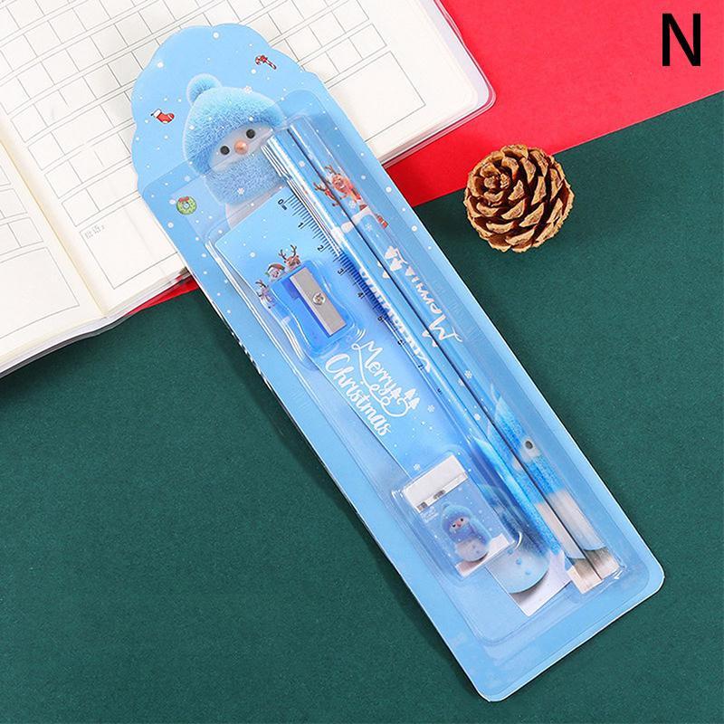 1 комплект рождественских канцелярских принадлежностей для детей, мультяшные карандаши, ластик, линейка, блокноты, набор ножей и карандашей, школьные принадлежности, подарок на день рождения