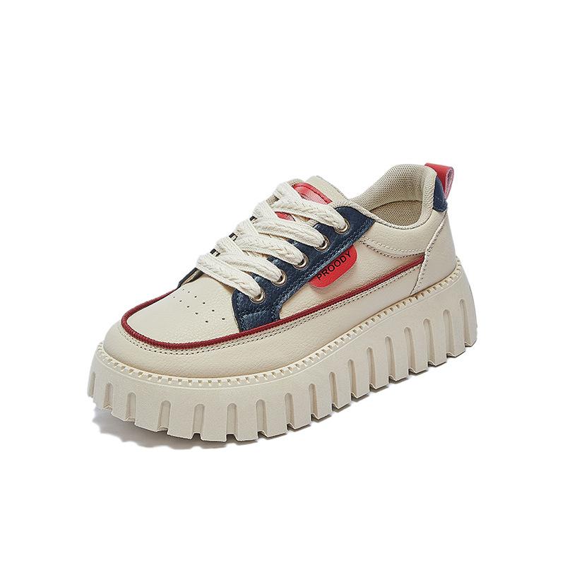 Женские повседневные кроссовки на толстой платформе, удобные нескользящие кроссовки для ходьбы, легкие кроссовки на шнуровке для женщин, рабочие теннисные туфли из искусственной кожи