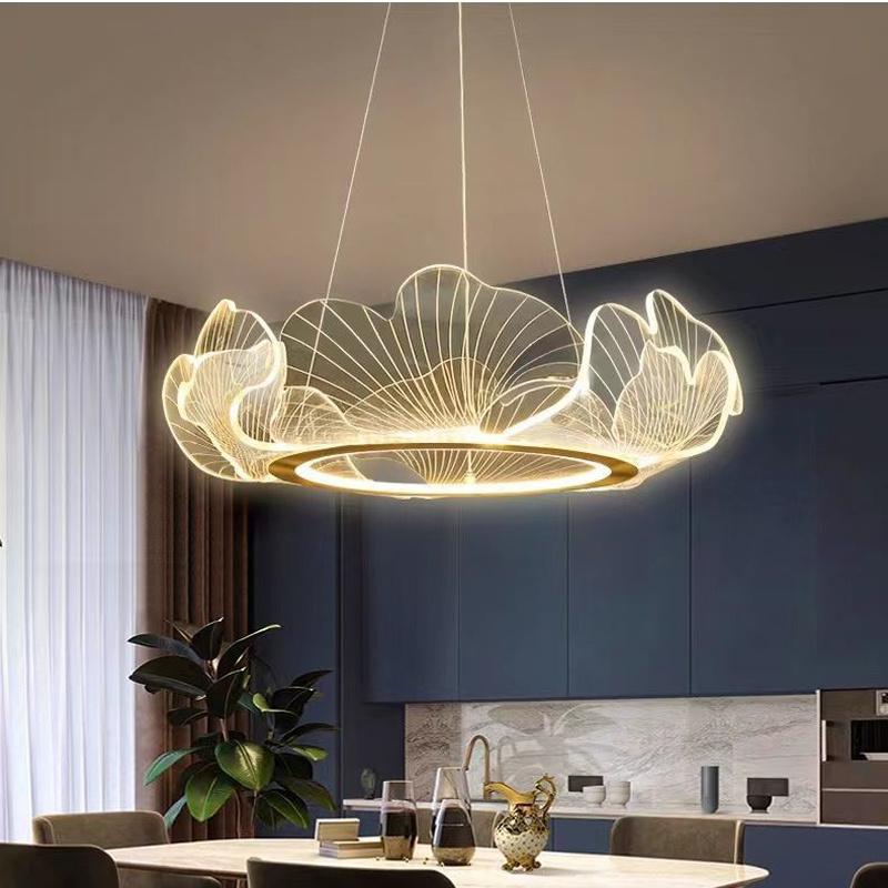 Living Room Chandelier Lighting Modern Acrylic Ginkgo Pendant Light LED Chandelier for Dinging Room Lighting Fixture