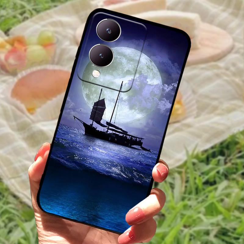 Чехол для Vivo Y17s Модный Мультяшный Черный Силиконовый Мягкий Задний Чехол-Крышка Для Vivo Y17s Чехол для Телефона 6.56" Y 17 s Funda Coque