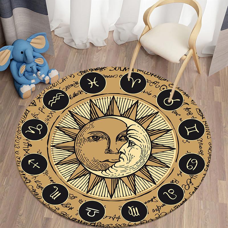 Bohemian Totem Style Round Carpet Tarot Card Floor MATS Bedroom Bathroom Carpet Children's Room Divination MATS Home Decor