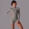 Женский спортивный костюм для йоги, комбинезоны для йоги, цельный комбинезон на молнии с длинным рукавом, спортивная одежда, комплект для занятий в спортзале, одежда для женщин