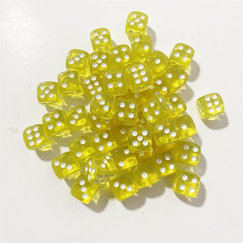50pcs/Pack High Quality New 12mm Acrylic Transparent D6 Point Dice #12 Round Corner Boutique Dice