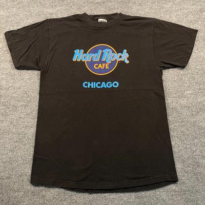 Винтажная футболка Hard-Rock Cafe Chicago 90-х, размер L, 21x29, черная