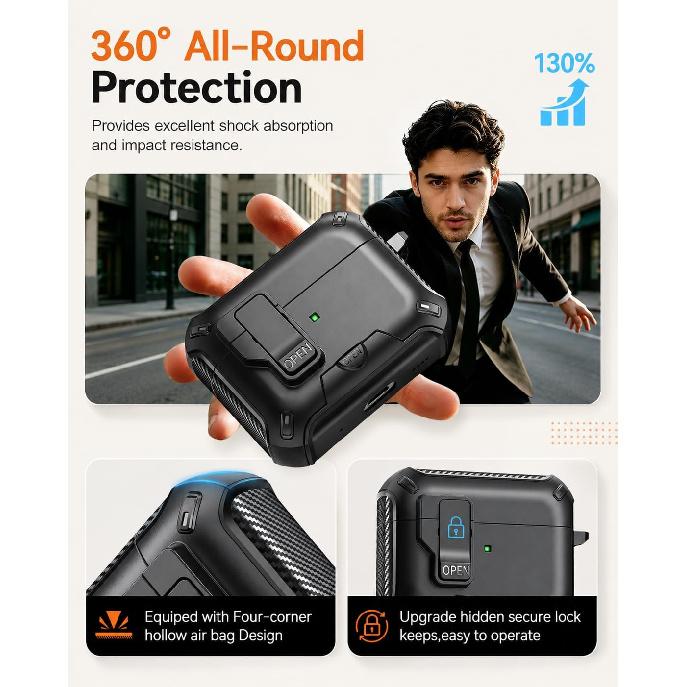 for AirPods Pro 3 Case with Lock (Black)