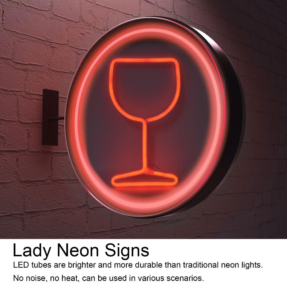 Dual Power Supply Neon Bar Light Wine Glass Neon Sign Suspension Design Neon Light  Bar Decoration