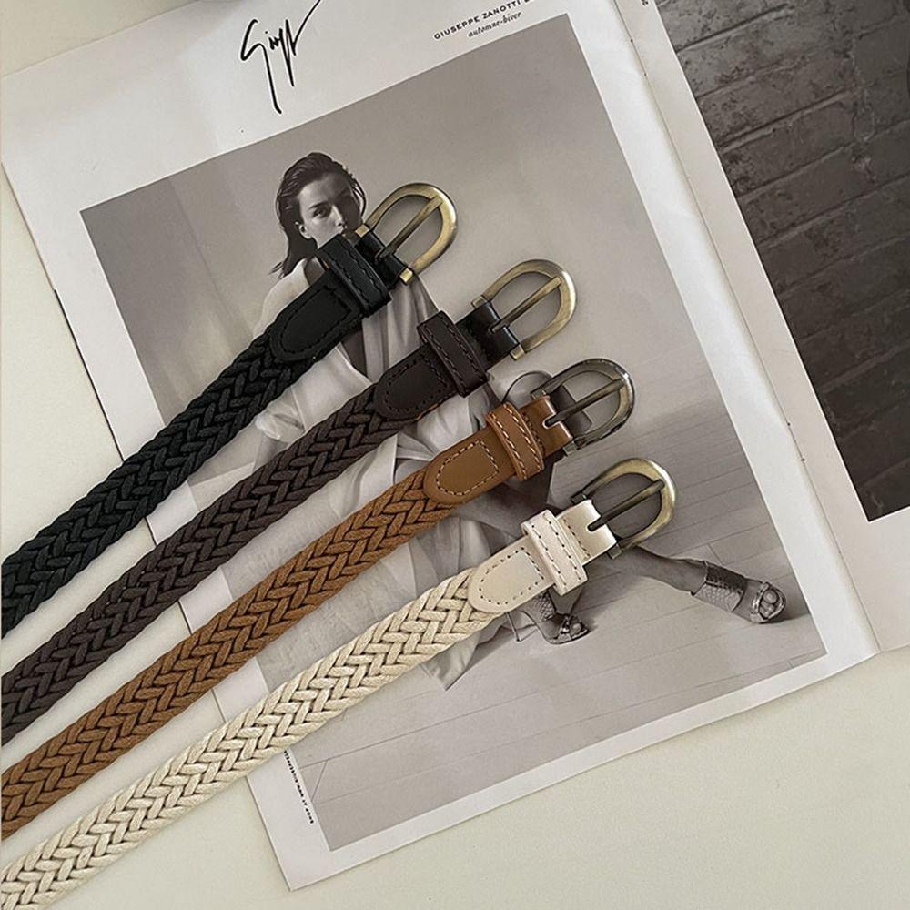 Beach All-match Square Button Women Waist Chain Ethnic Style Belts Weave Belt Braided Belt
